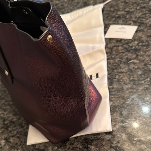 Coach pebbled leather Metallic Bronze tote Bag NWT - Picture 11 of 16